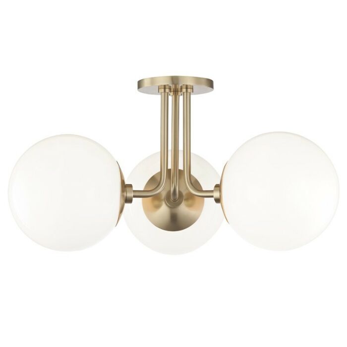 Mitzi Stella 3 Light Ceiling Light in Aged Brass