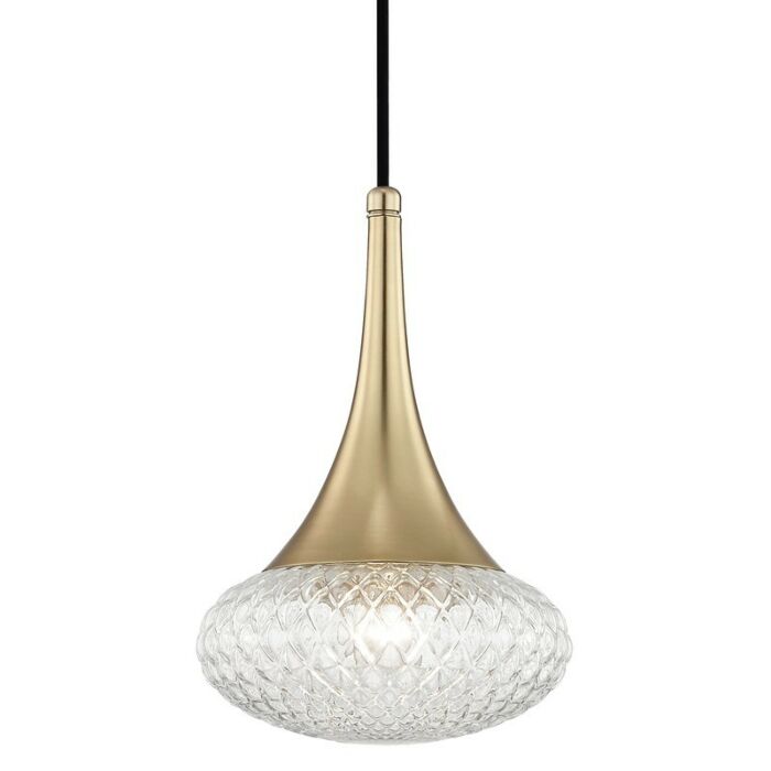 Mitzi Bella 13 Inch Pendant Light in Aged Brass