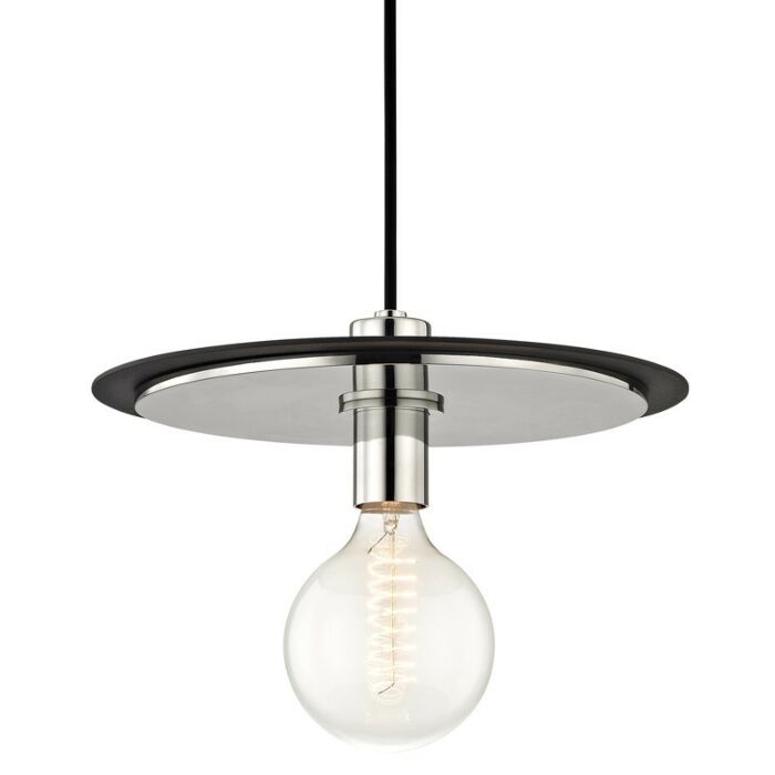 Mitzi Milo 10 Inch Pendant Light in Polished Nickel and Black