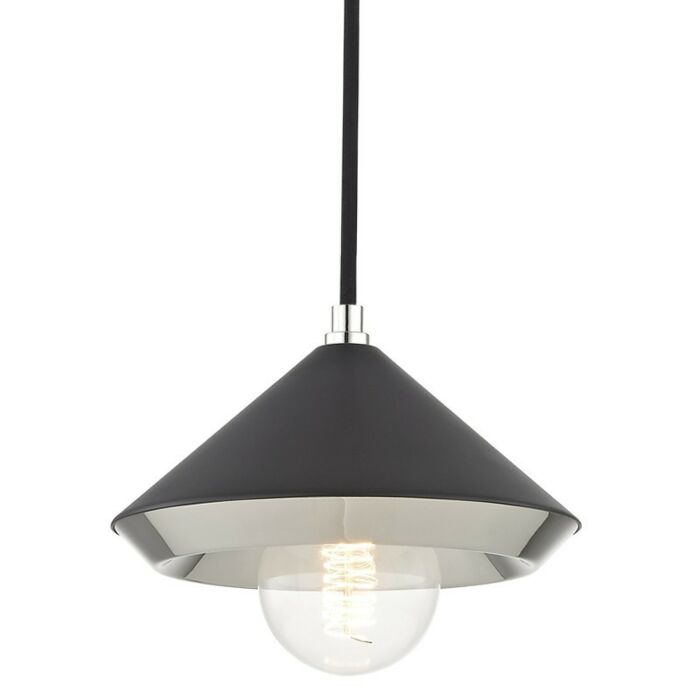 Mitzi Marnie 7 Inch Mini Pendant in Polished Nickel and Black