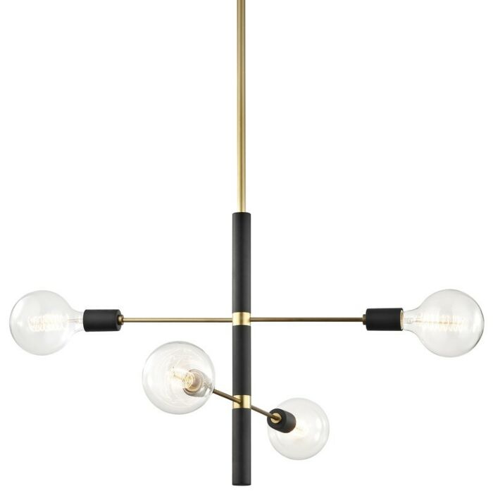 Mitzi Astrid 4 Light Chandelier in Aged Brass and Black
