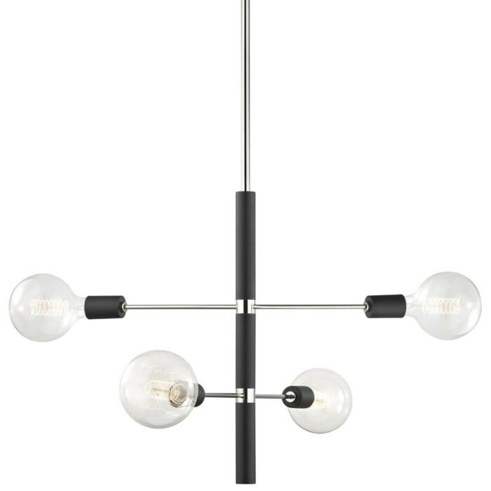 Mitzi Astrid 4 Light Chandelier in Polished Nickel and Black