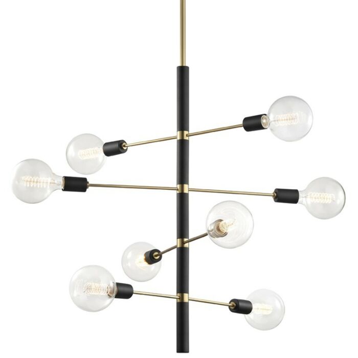 Mitzi Astrid 8 Light Chandelier in Aged Brass and Black