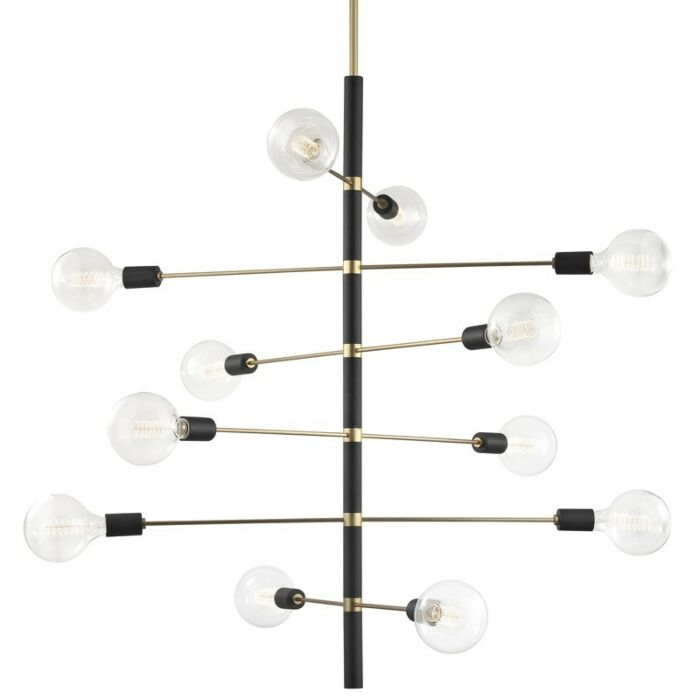 Mitzi Astrid 12 Light Chandelier in Aged Brass and Black
