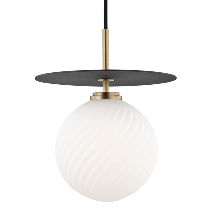Mitzi Ellis 13 Inch Pendant Light in Aged Brass and Black