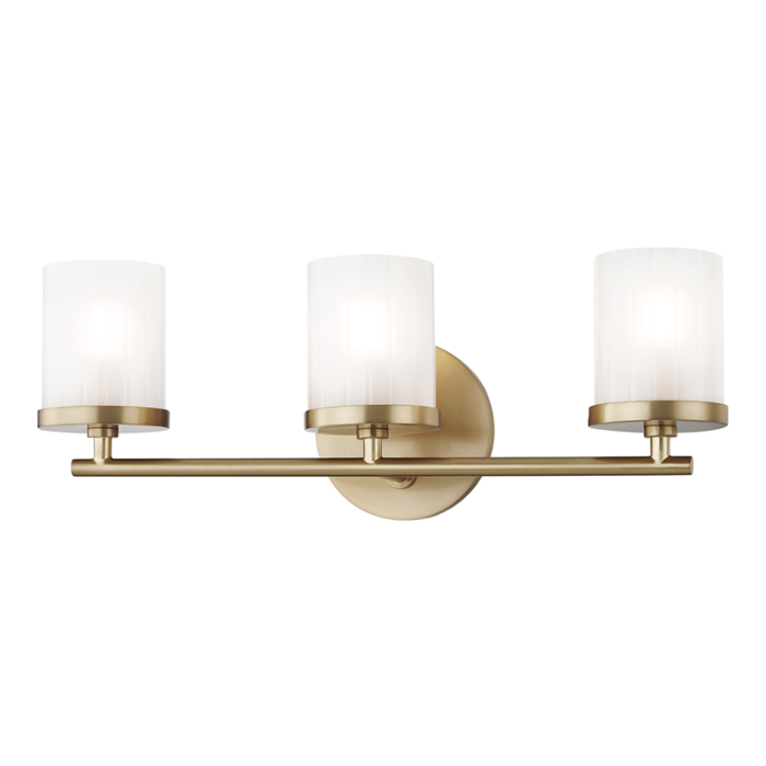 Mitzi Ryan 3 Light 18 Inch Bathroom Vanity Light in Aged Brass
