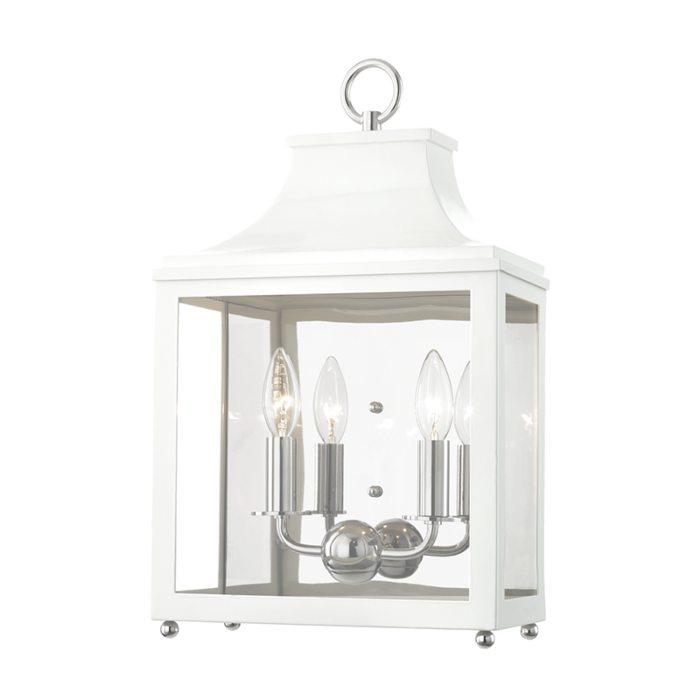 Mitzi Leigh 2 Light 19 Inch Wall Sconce in Polished Nickel and White