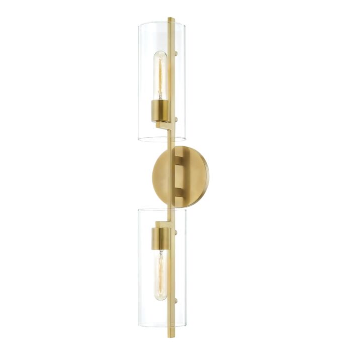 Mitzi Ariel 2 Light Bathroom Vanity Light in Aged Brass