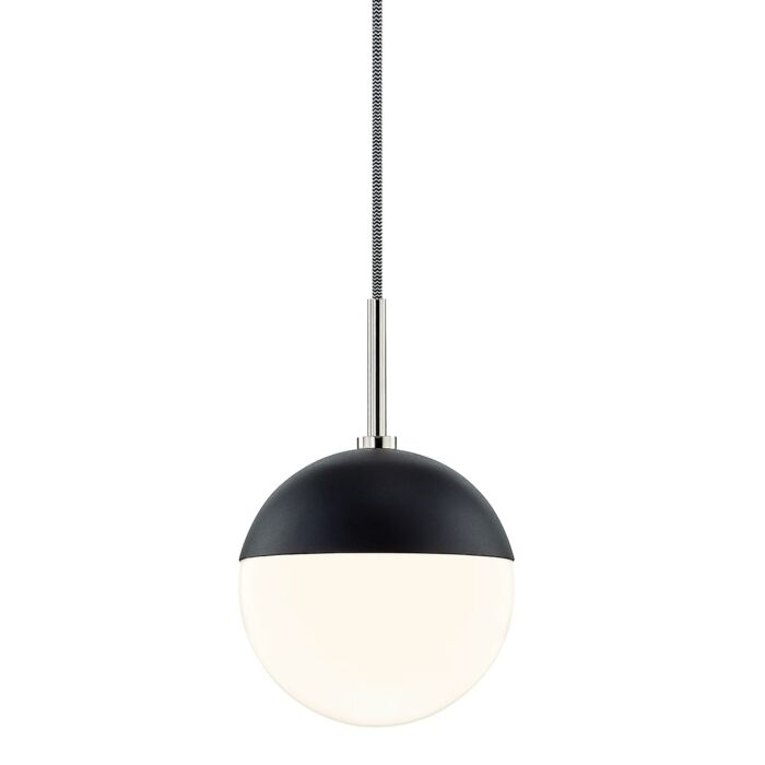 Mitzi Renee 10 Inch Pendant Light in Polished Nickel and Black