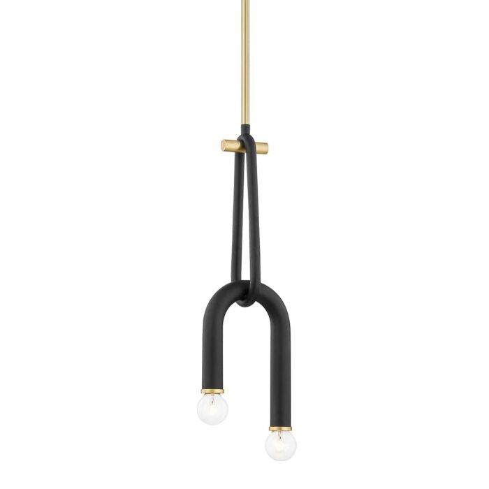 Mitzi Wilt 2 Light Pendant Light in Aged Brass and Black