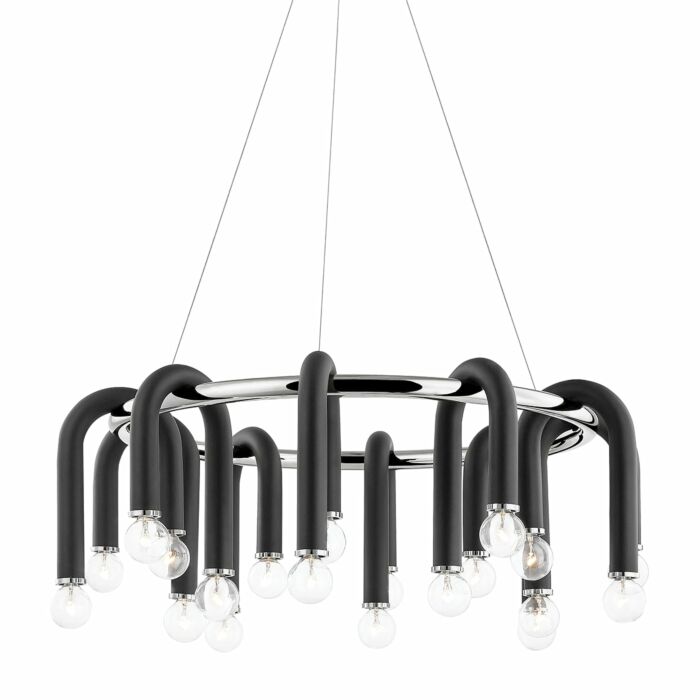 Mitzi Wilt 20 Light Chandelier in Polished Nickel and Black