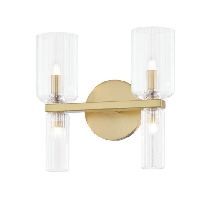 Mitzi Tabitha 2 Light Bathroom Vanity Light in Aged Brass