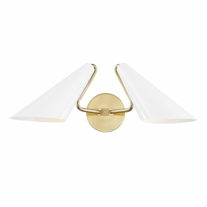 Mitzi Talia 2 Light Wall Sconce in Aged Brass and Dove Gray