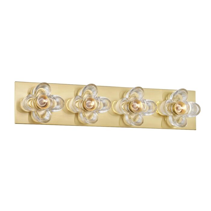 Mitzi Shea 4 Light Bathroom Vanity Light in Aged Brass
