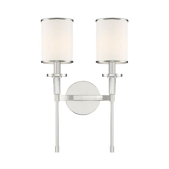 Crystorama Hatfield 2 Light 19 Inch Wall Sconce in Polished Nickel with Crystal Accents Crystals