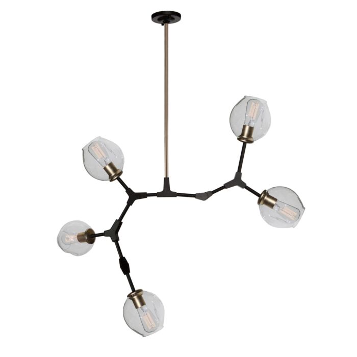 Artcraft Organic 5 Light Chandelier in Vintage Brass