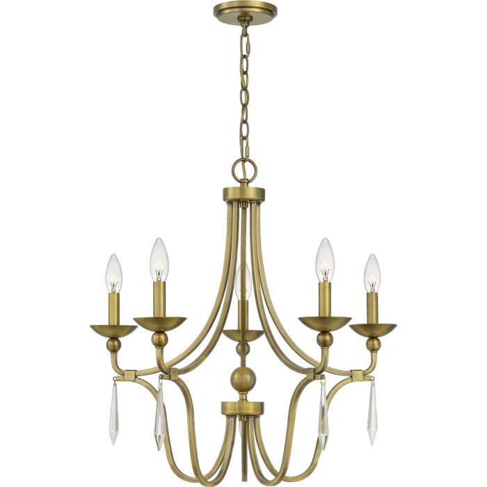 Quoizel Joules 5 Light 24 Inch Traditional Chandelier in Aged Brass