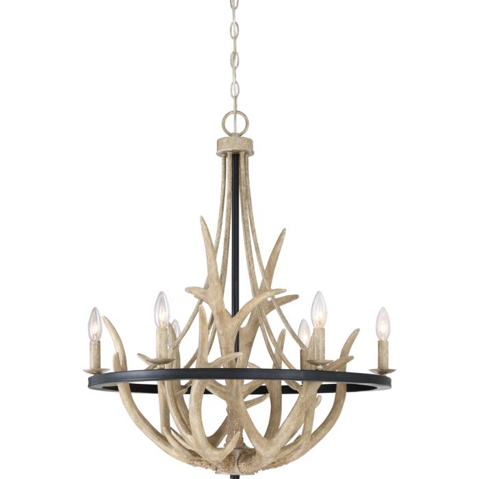 Quoizel Journey 6 Light 31 Inch Transitional Chandelier in Earth Black