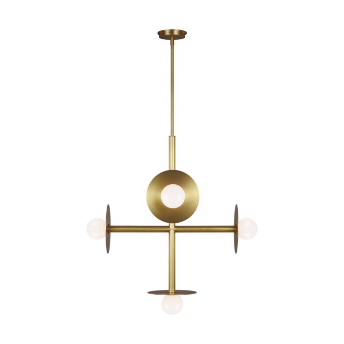 Nodes 5 Light Chandelier in Burnished Brass by Kelly Wearstler