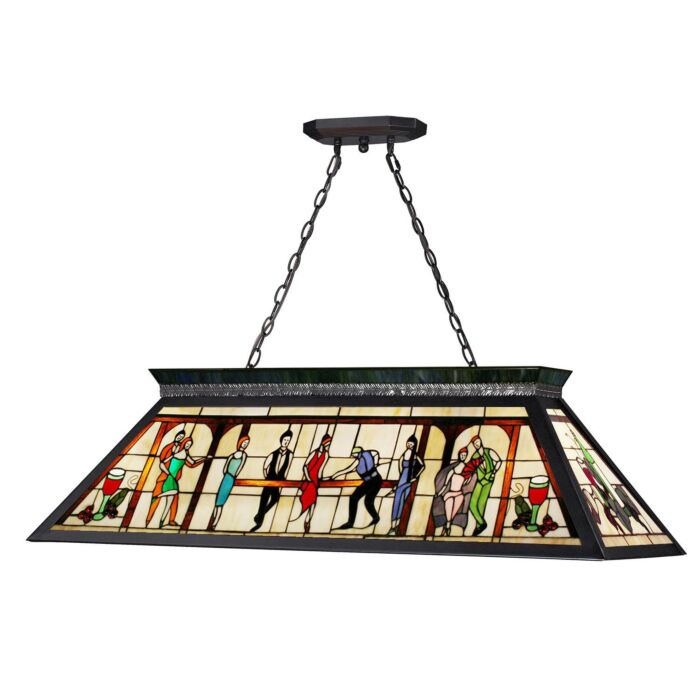 Z Lite Tiffany Billiard 4 Light Linear Pendant Light In Matte Black