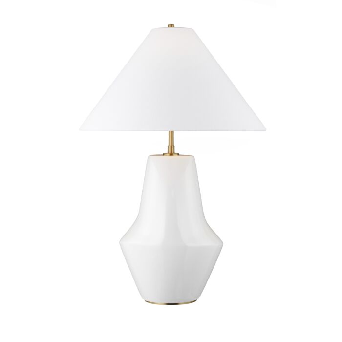 Contour Table Lamp in Arctic White And Burnished Brass by Kelly Wearstler