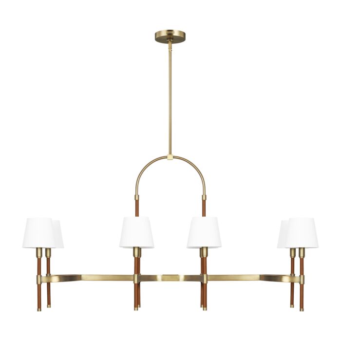 Katie 8 Light Kitchen Island Light in Time Worn Brass And Saddle Leather by Ralph Lauren