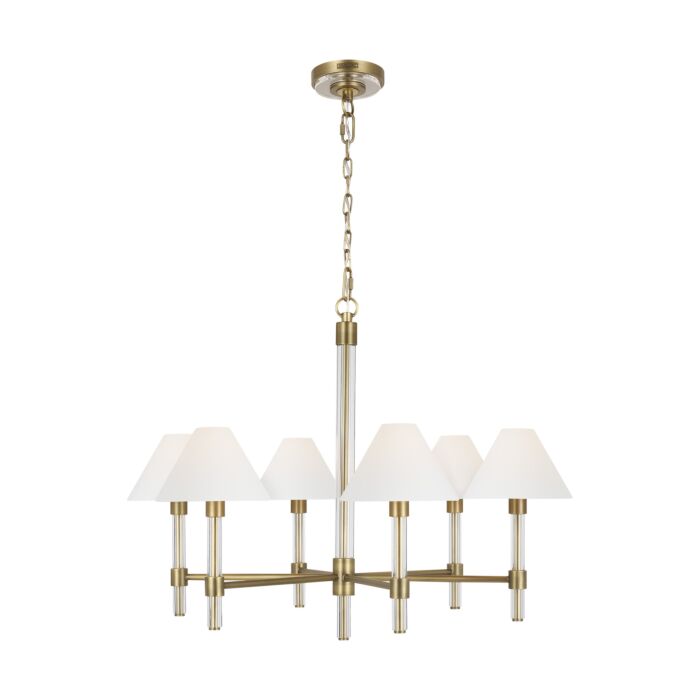 Robert 6 Light Chandelier in Time Worn Brass And Clear Acrylic by Ralph Lauren