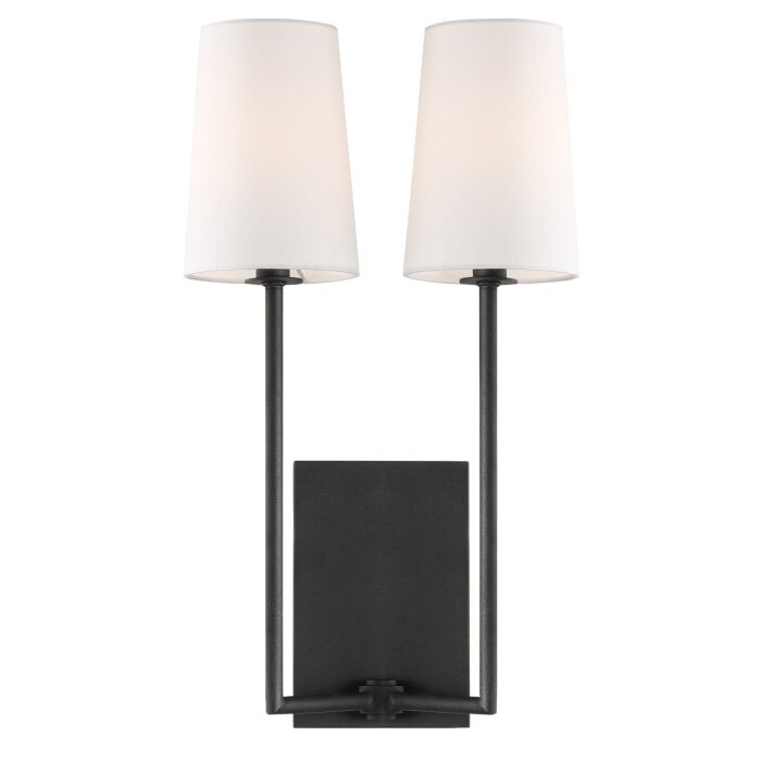 Crystorama Lena 2 Light 18 Inch Wall Sconce in Black Forged
