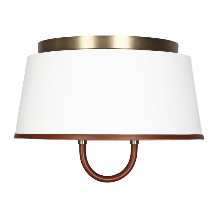 Katie 2 Light Ceiling Light in Time Worn Brass And Saddle Leather by Ralph Lauren