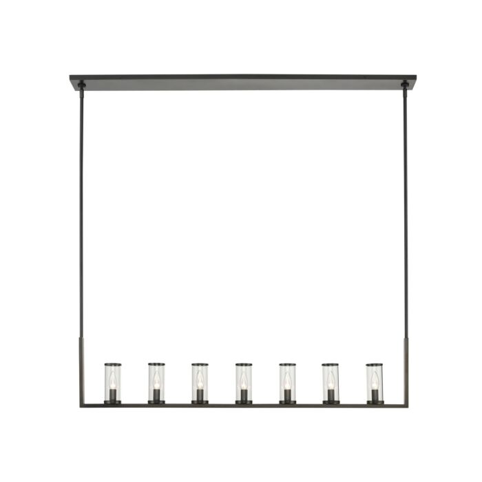 Alora Revolve 7 Light Linear Pendant in Urban Bronze And Clear Glass