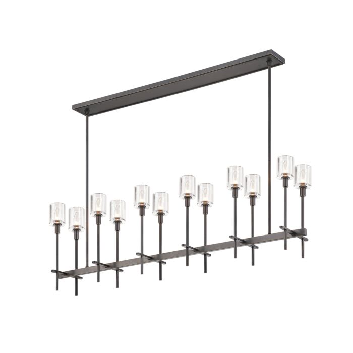 Alora Salita 12 Light Linear Pendant in Urban Bronze And Clear Crystal
