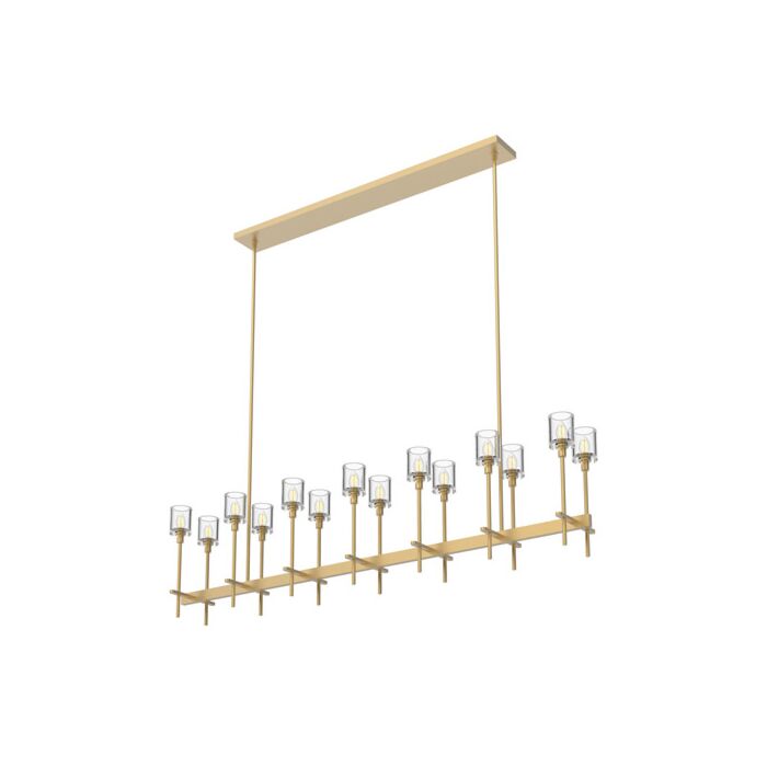 Alora Salita 14 Light Linear Pendant in Vintage Brass And Clear Crystal