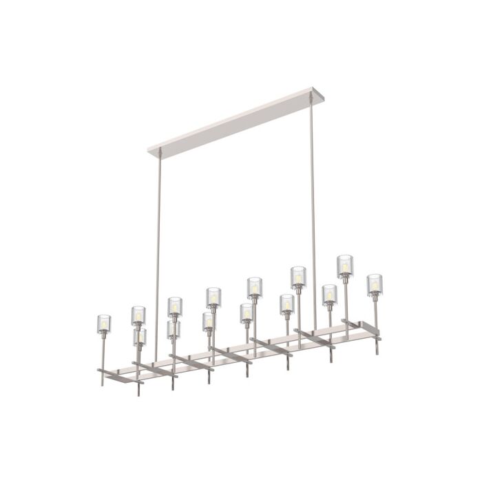 Alora Salita 14 Light Linear Pendant in Polished Nickel And Ribbed Crystal