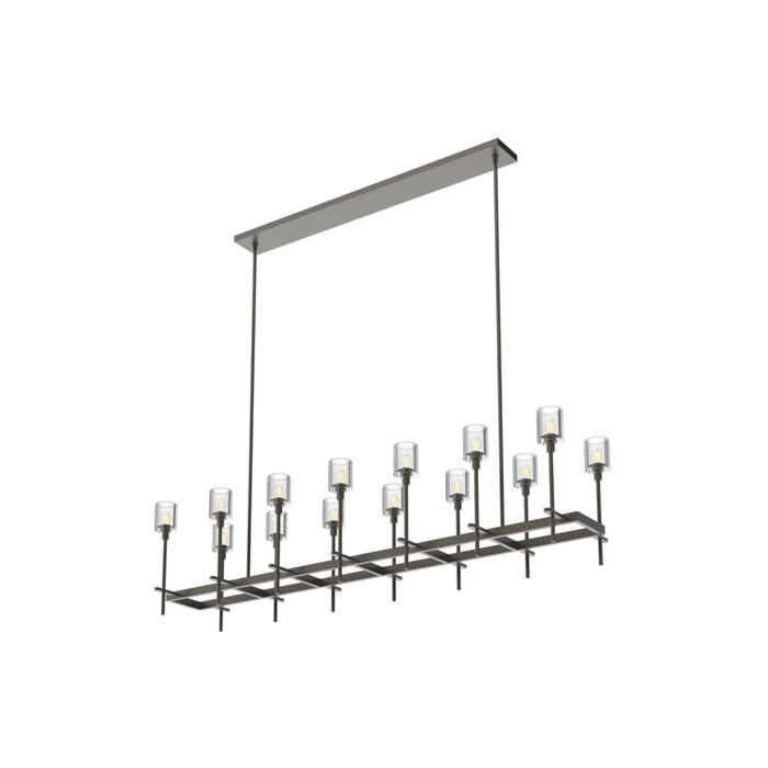 Alora Salita 14 Light Linear Pendant in Urban Bronze And Ribbed Crystal