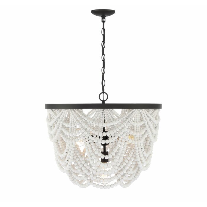 Meridian 5 Light Chandelier in White with Oil Rubbed Bronze