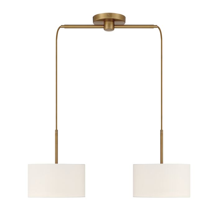 Meridian 2 Light Linear Chandelier in Natural Brass
