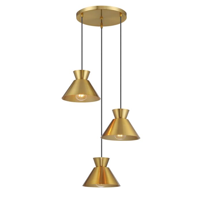  Multi-Point Chandelier in Natural Brass