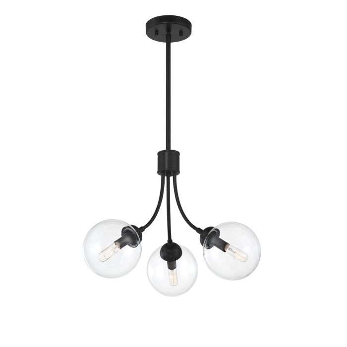 Trade Winds Lighting 3 Light Chandelier In Matte Black