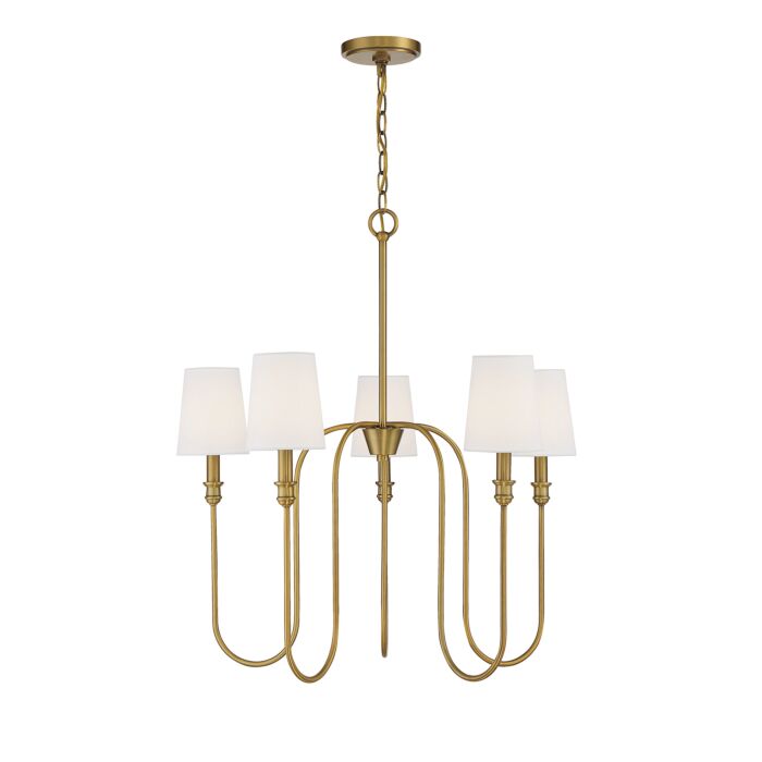 Trade Winds Lighting 5 Light Chandelier In Natural Brass