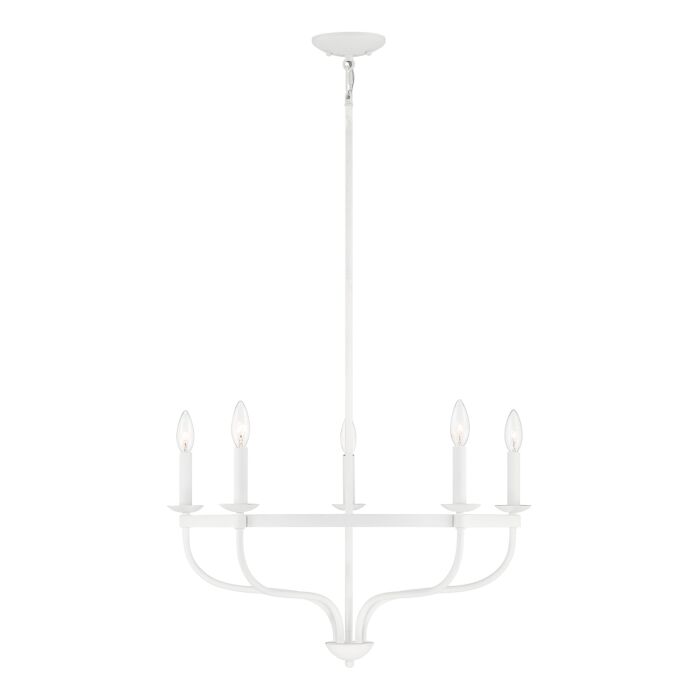 Meridian 5 Light Chandelier in Bisque White