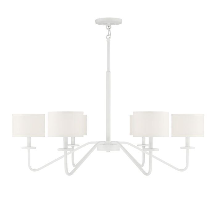 Meridian 6 Light Chandelier in Bisque White