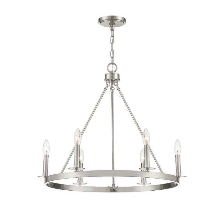Trade Winds May 6 Light Chandelier in Brushed Nickel