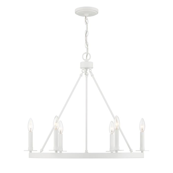 Meridian 6 Light Chandelier in Bisque White