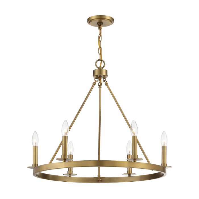 Trade Winds May 6 Light Chandelier in Natural Brass