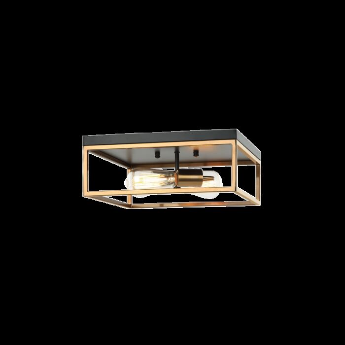 Matteo Clarke 2 Light Ceiling Light In Black & Aged Gold Brass