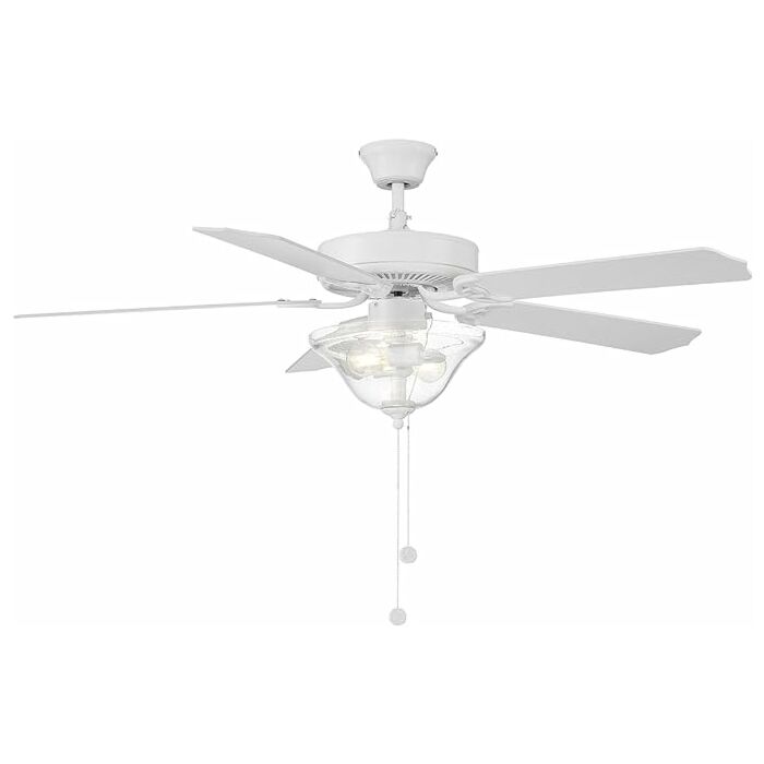M2019WHRV by Meridian Lighting, white ceiling fan with clear glass