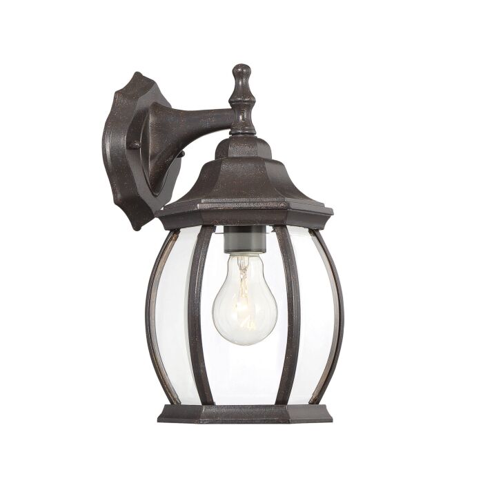 Meridian 1 Light Outdoor Wall Lantern in Rustic Bronze