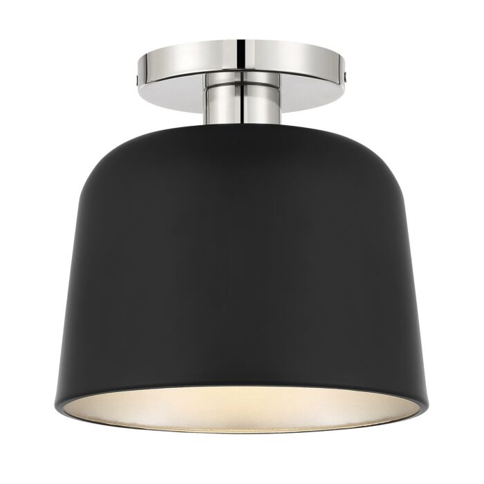 Meridian 1 Light Ceiling Light in Matte Black with Polished Nickel