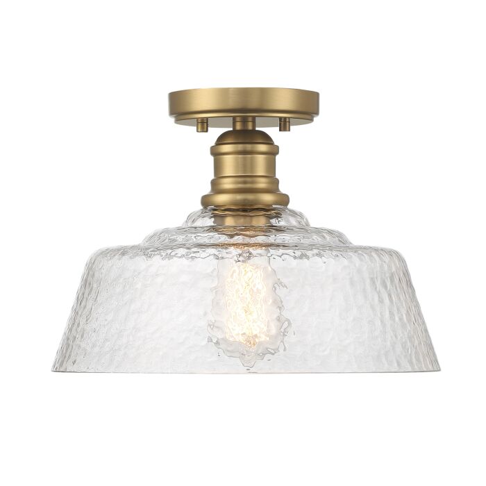 Meridian 1 Light Ceiling Light in Natural Brass
