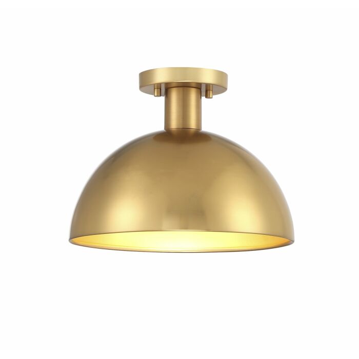 Meridian 1 Light Ceiling Light in Natural Brass